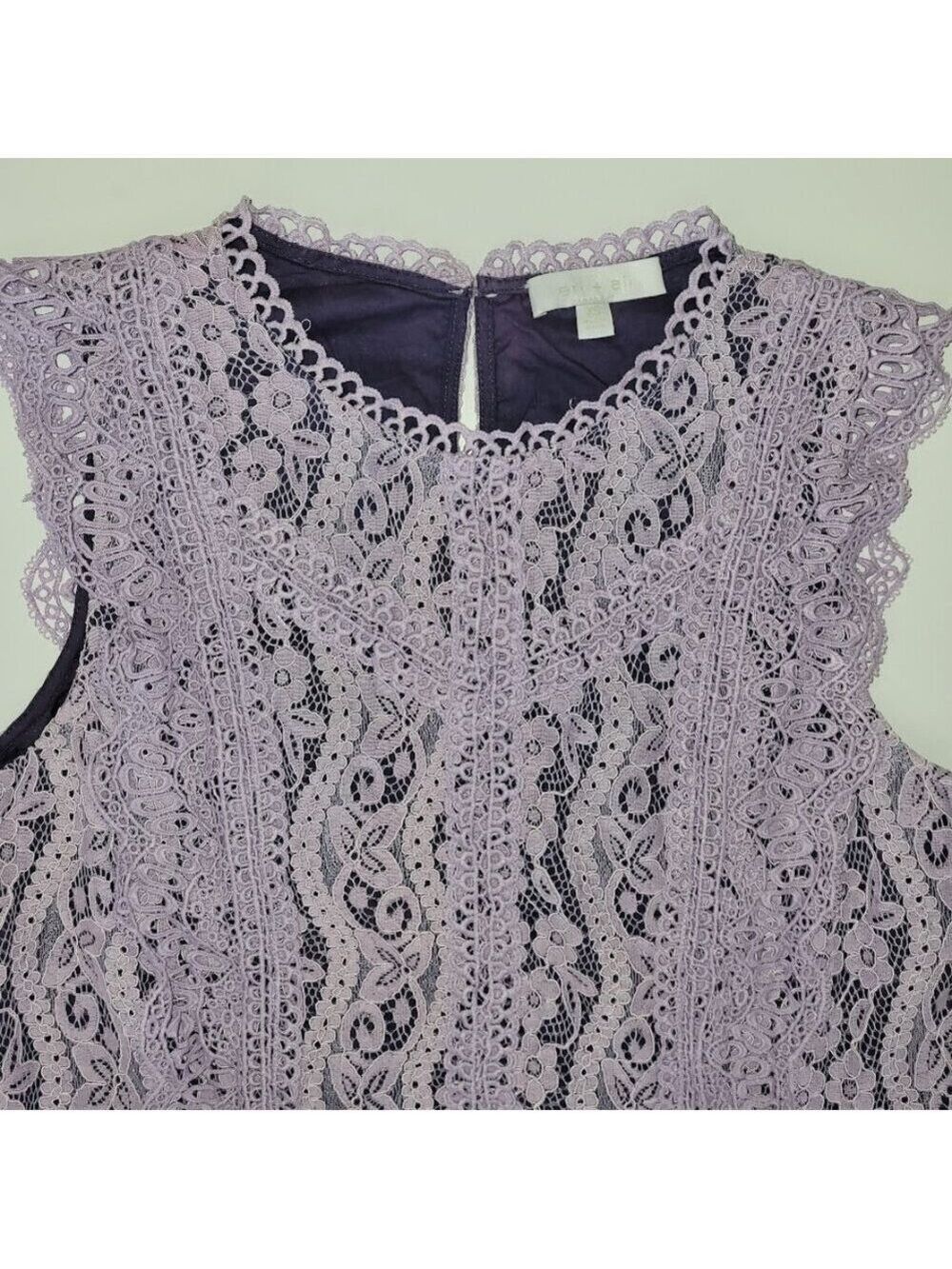 Anthropologie Eri + Ali Sydney Lace Blouse In Lavender Lined Women's Size XS - Picture 3 of 10